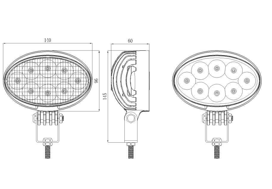 REVON 40W / 3400LM LED-TYÖVALO "MF/NH CASE" OVAALI ALAKIINNITYS